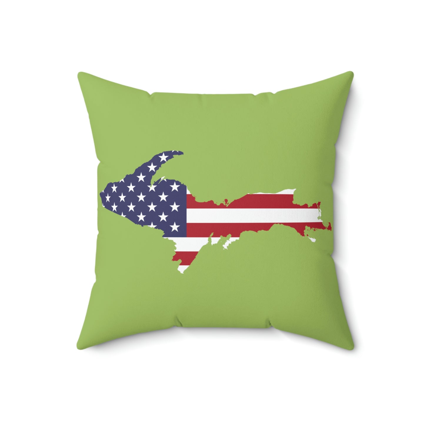 Michigan Upper Peninsula Accent Pillow (w/ UP USA Flag Outline) | Gooseberry Green