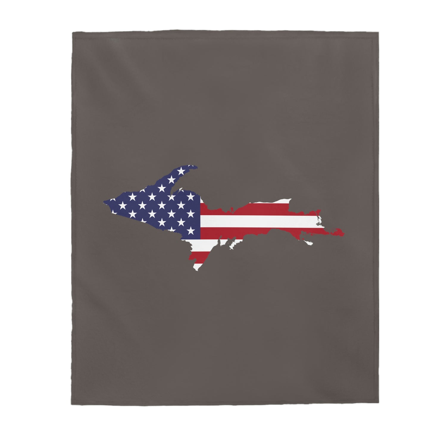 Michigan Upper Peninsula Plush Blanket (w/ UP USA Flag Outline) | Warren Tank Grey