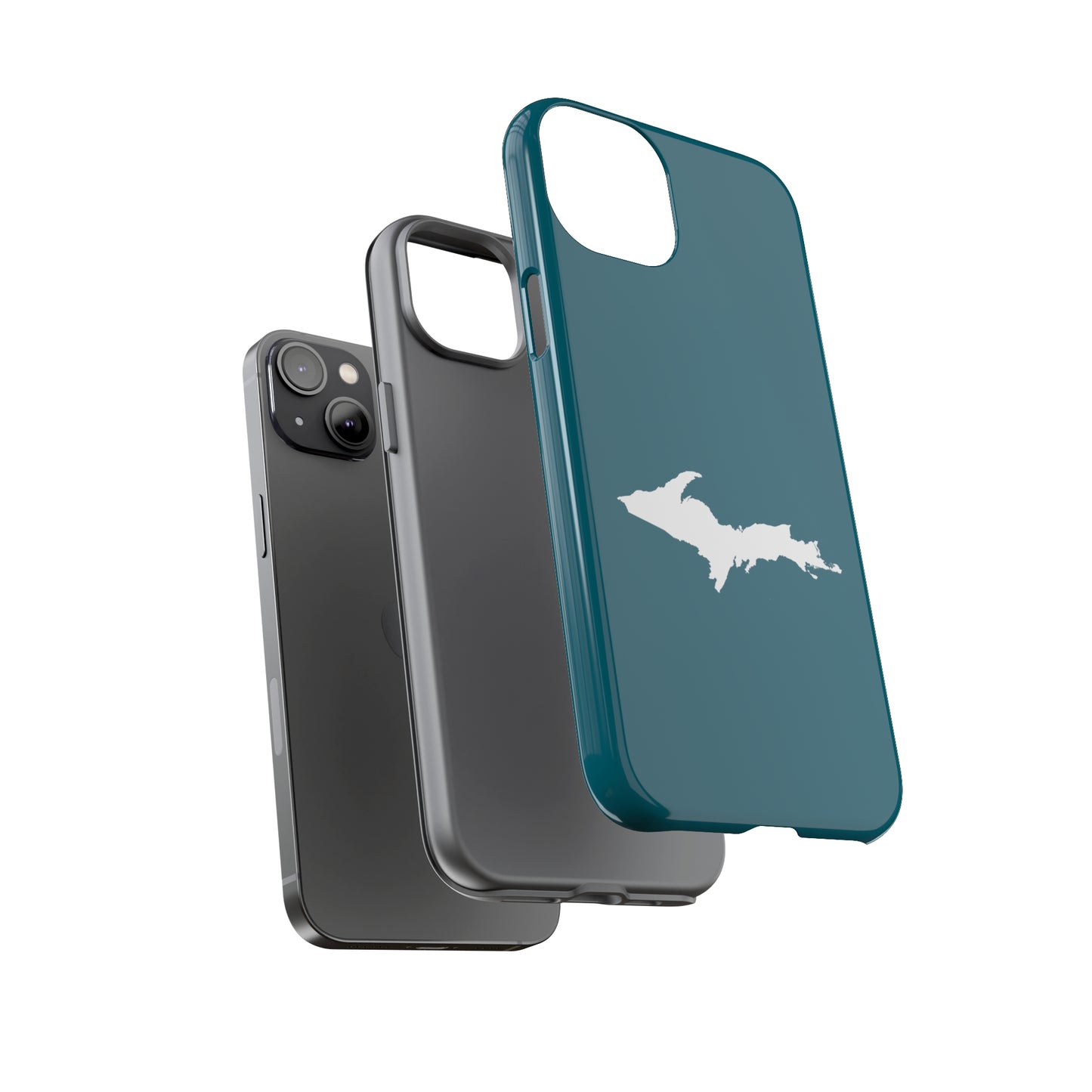 Michigan Upper Peninsula Tough Phone Case (Auburn Hills Teal w/ UP Outline) | Apple iPhone