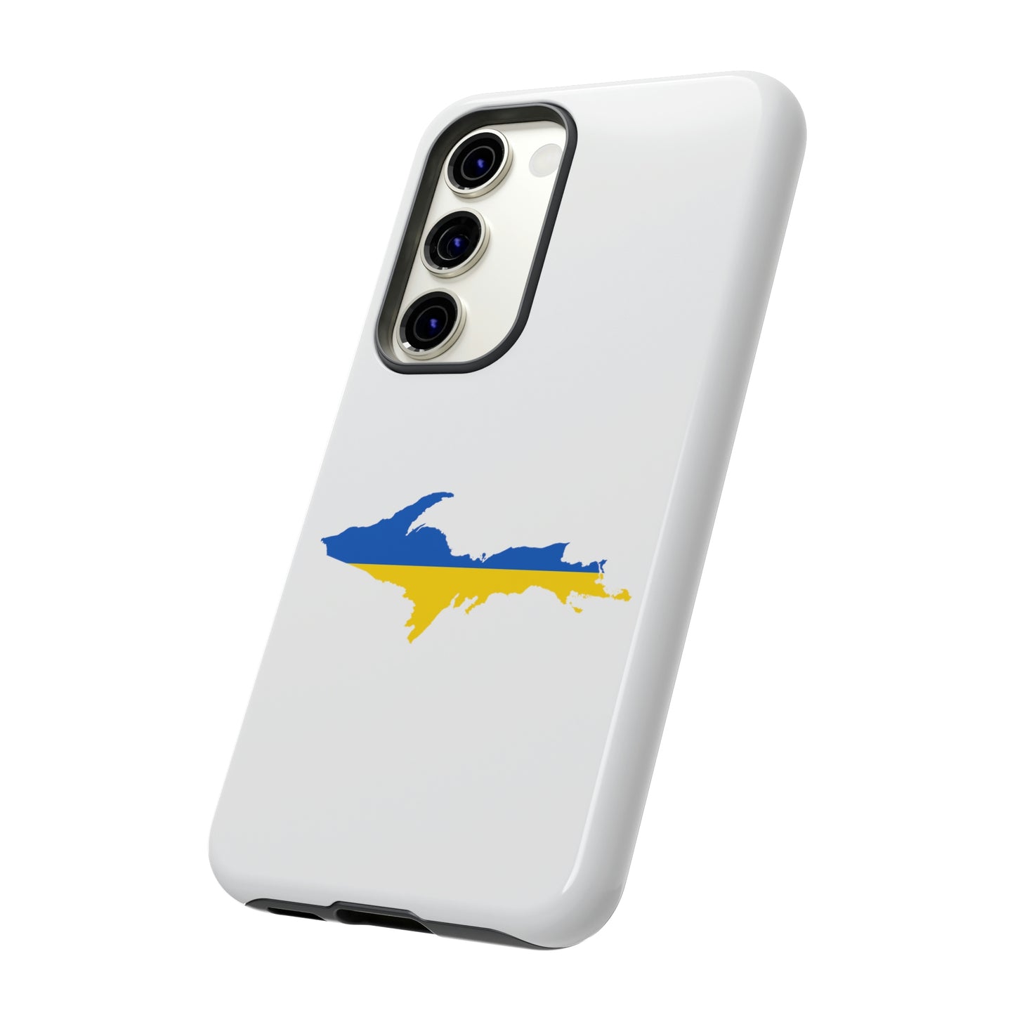 Michigan Upper Peninsula Tough Phone Case (w/ UP Ukraine Flag Outline) | Samsung & Pixel Android