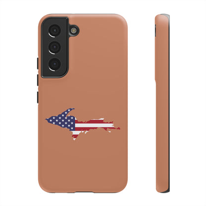 Michigan Upper Peninsula Tough Phone Case (Copper Color w/ UP USA Flag Outline) | Samsung & Pixel Android