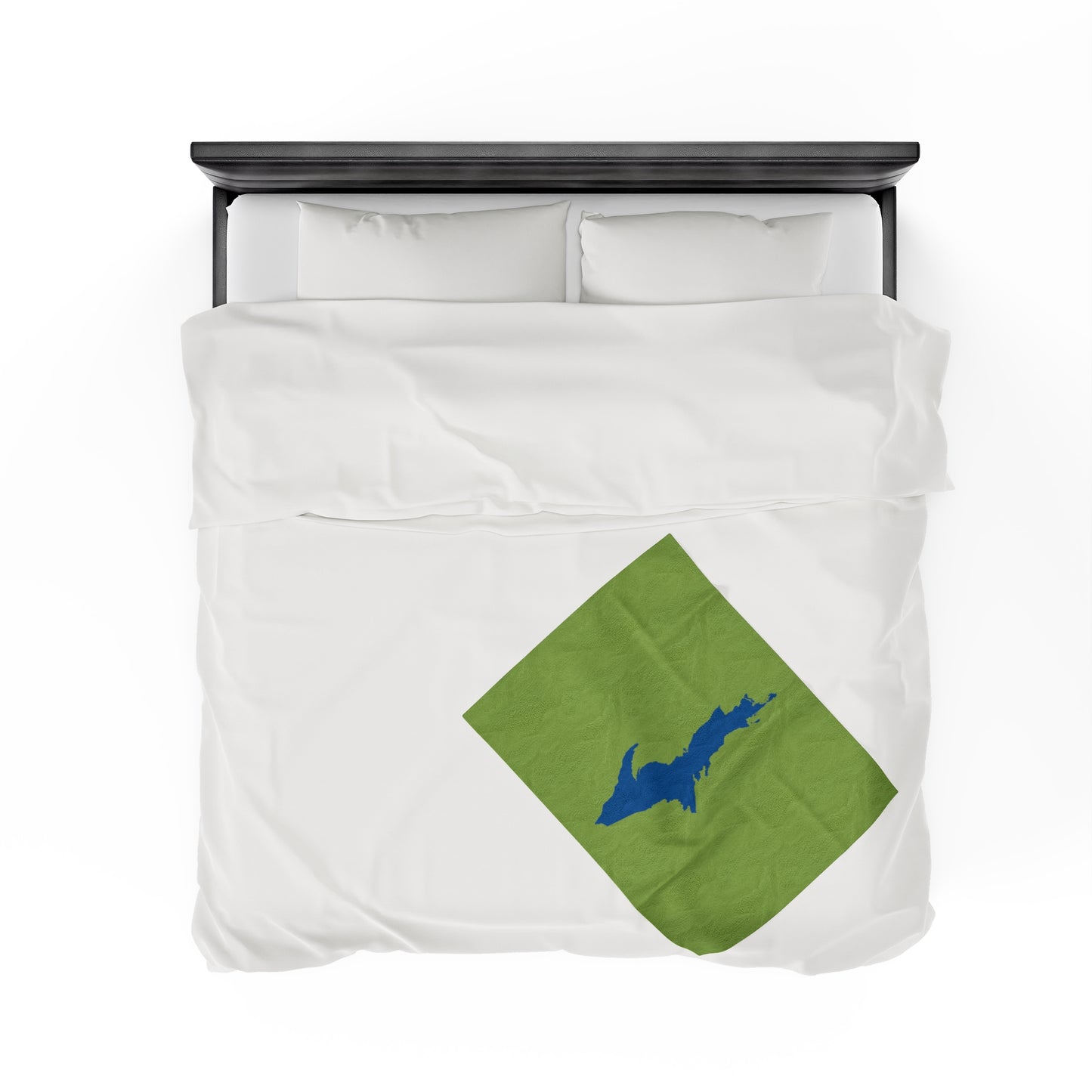 Michigan Upper Peninsula Plush Blanket (w/ Azure UP Outline) | Gooseberry Green