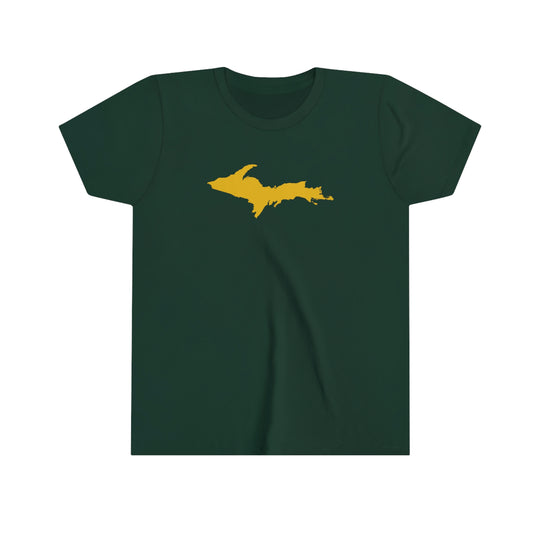 Michigan Upper Peninsula T-Shirt (w/ Gold UP Outline) | Youth Short Sleeve