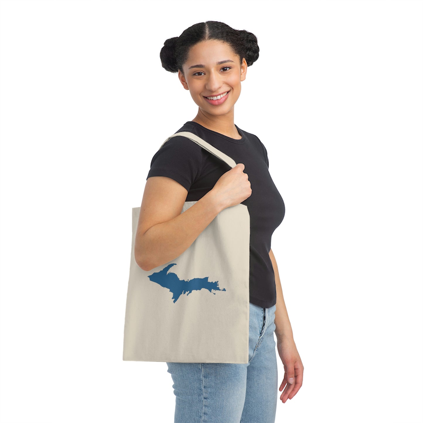 Michigan Upper Peninsula Light Tote Bag (w/ Azure UP Outline)