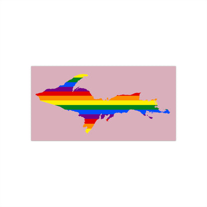 Michigan Upper Peninsula Bumper Stickers (w/ UP Pride Flag Outline) | Pink Background