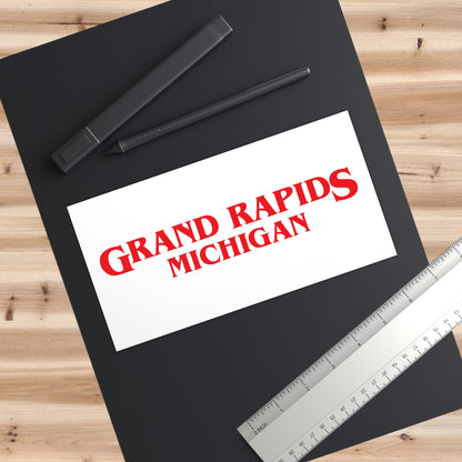 'Grand Rapids Michigan' Bumper Stickers (1980s Drama Parody) | White Background