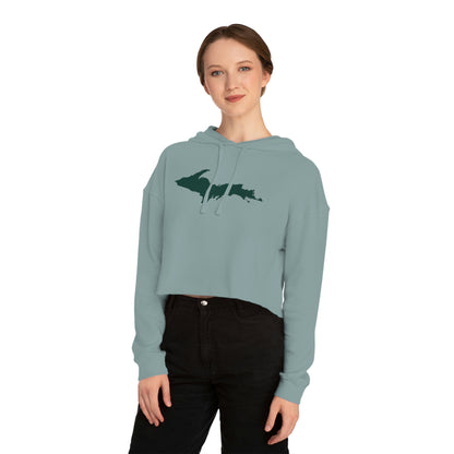 Michigan Upper Peninsula Hoodie (w/ Green UP Outline) | Lightweight Cropped