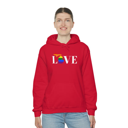 Michigan 'Love' Hoodie (w/LGBTQ Pride Colors) | Unisex Standard