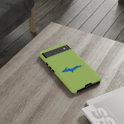 Michigan Upper Peninsula Tough Phone Case (Gooseberry Green w/ Azure UP Outline) | Samsung & Pixel Android