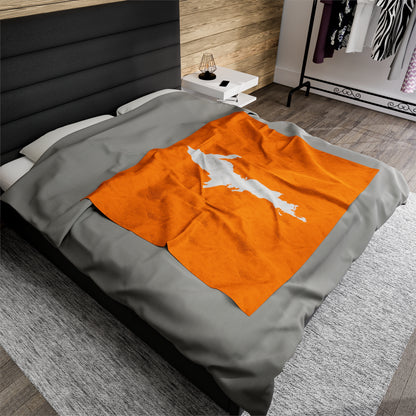 Michigan Upper Peninsula Plush Blanket (w/ UP Outline) | Birch Leaf Orange