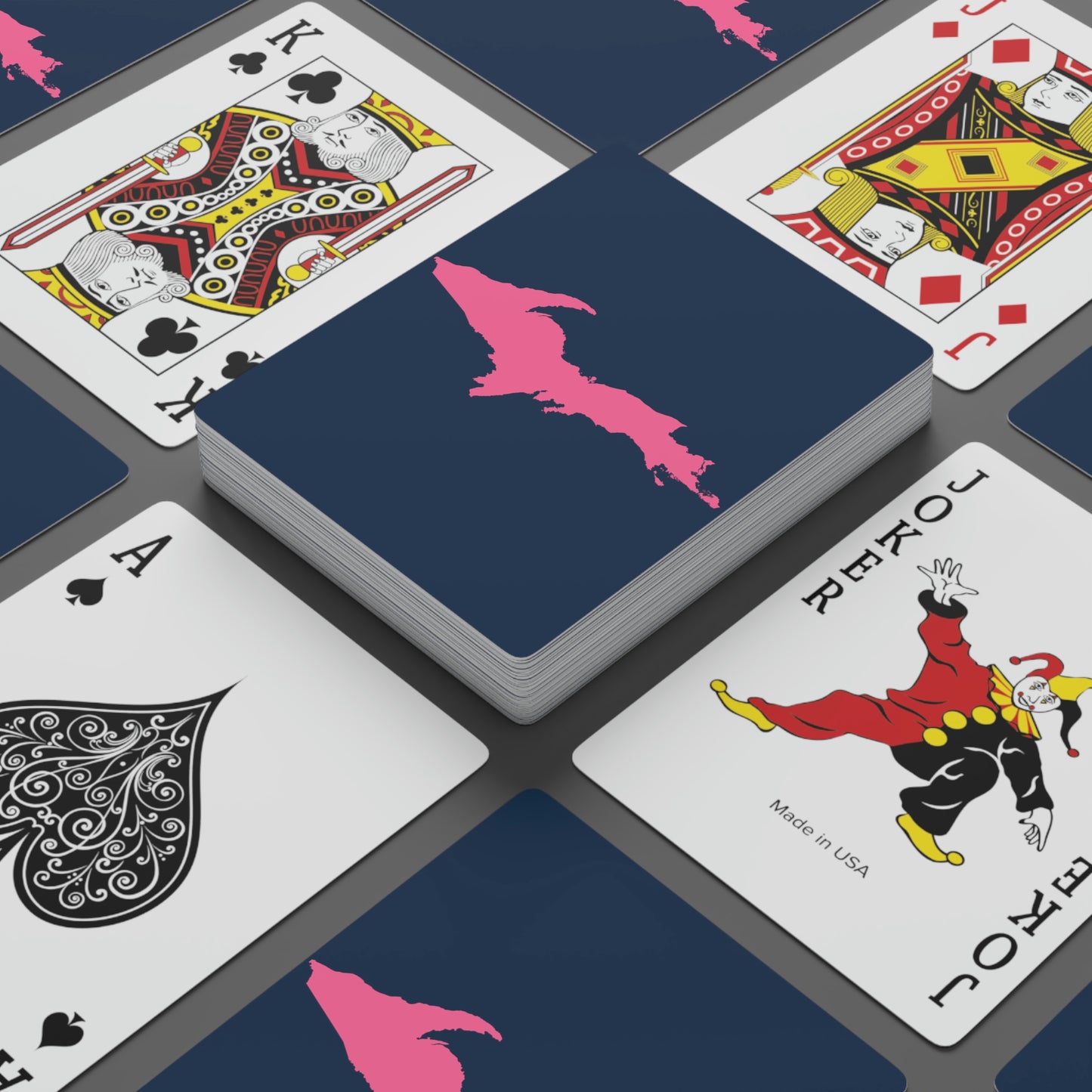 Michigan Upper Peninsula Poker Cards (Navy w/ Pink UP Outline)