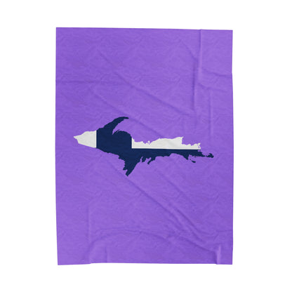 Michigan Upper Peninsula Plush Blanket (w/ UP Finland Flag Outline) | Lavender