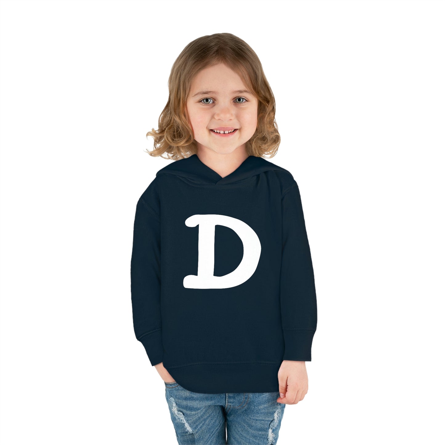 Detroit 'Old French D' Hoodie (White/Navy Full Body Outline) | Unisex Toddler