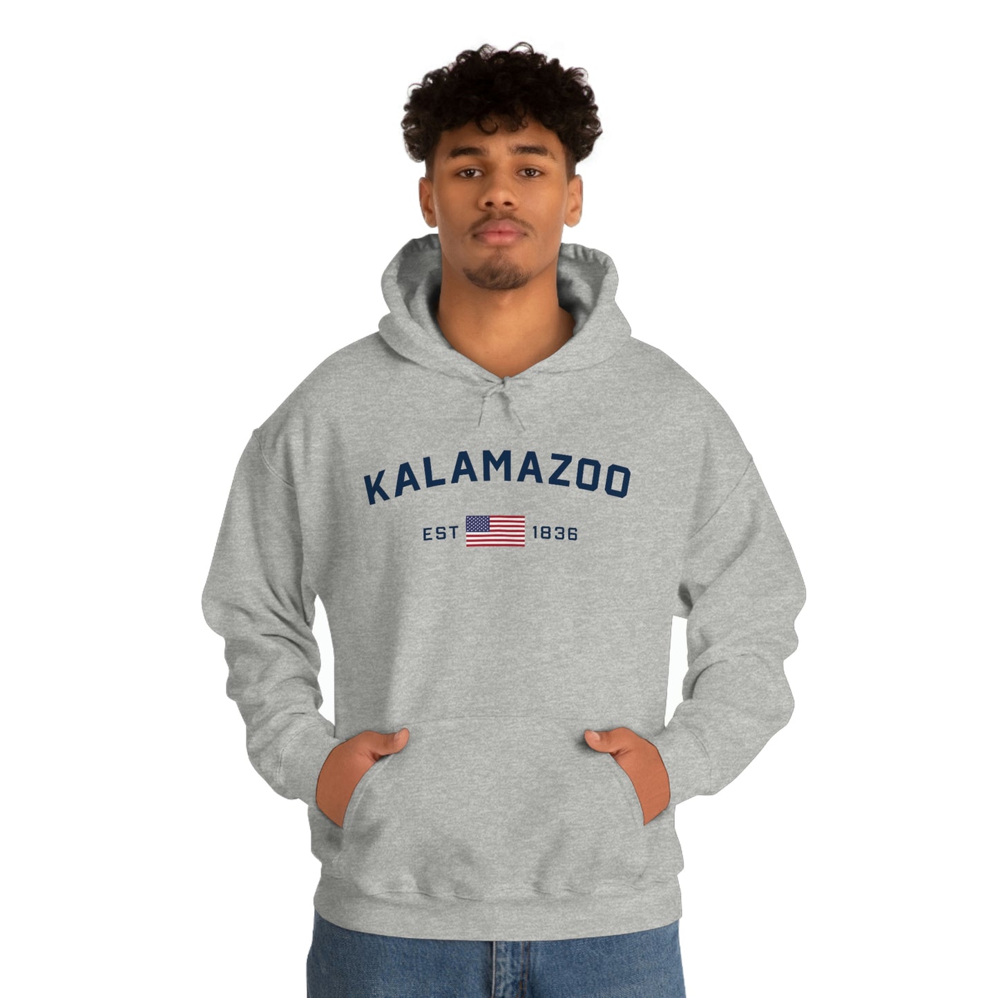 'Kalamazoo EST 1836' (w/USA Flag Outline) | Unisex Standard