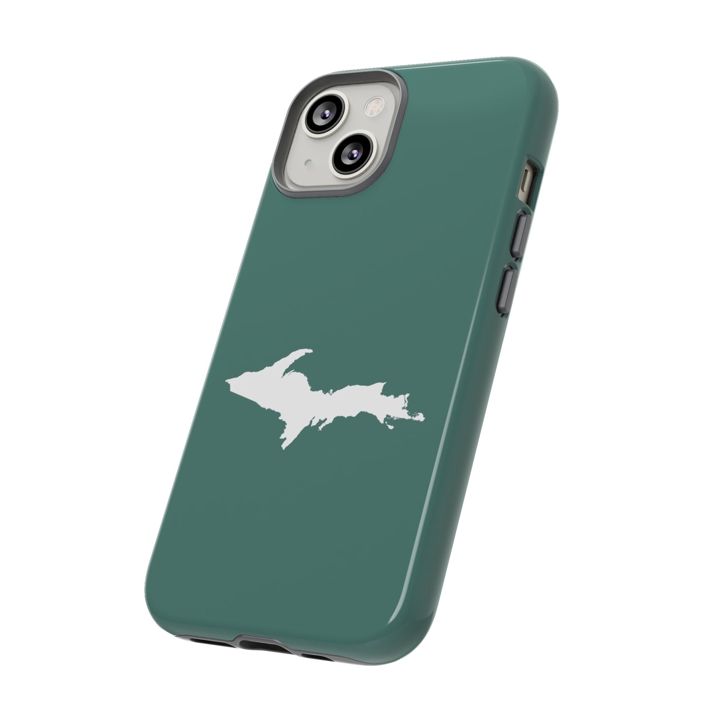 Michigan Upper Peninsula Tough Phone Case (Copper Green w/ UP Outline) | Apple iPhone