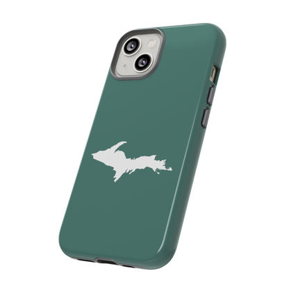 Michigan Upper Peninsula Tough Phone Case (Copper Green w/ UP Outline) | Apple iPhone