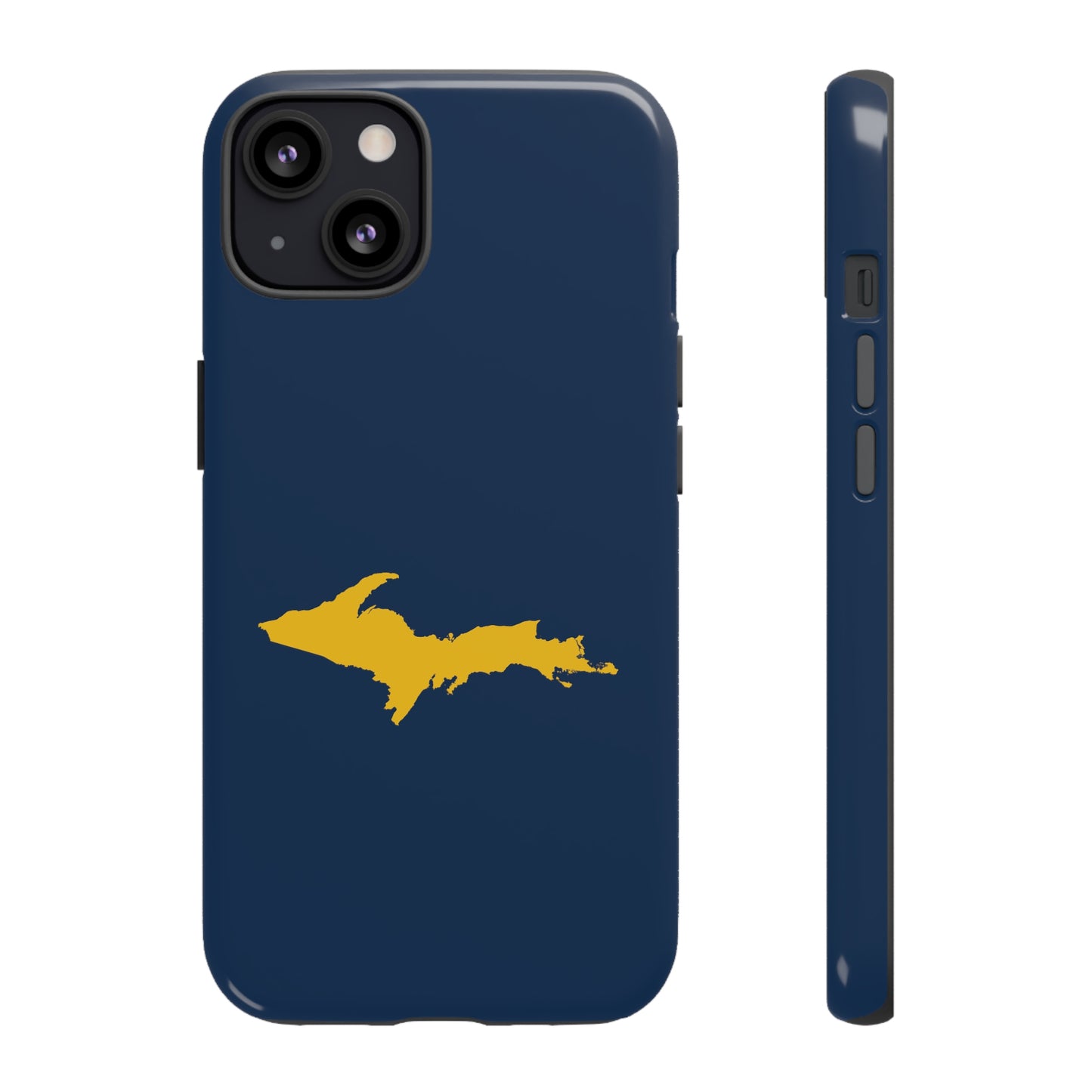 Michigan Upper Peninsula Tough Phone Case (Navy w/ Gold UP Outline) | Apple iPhone