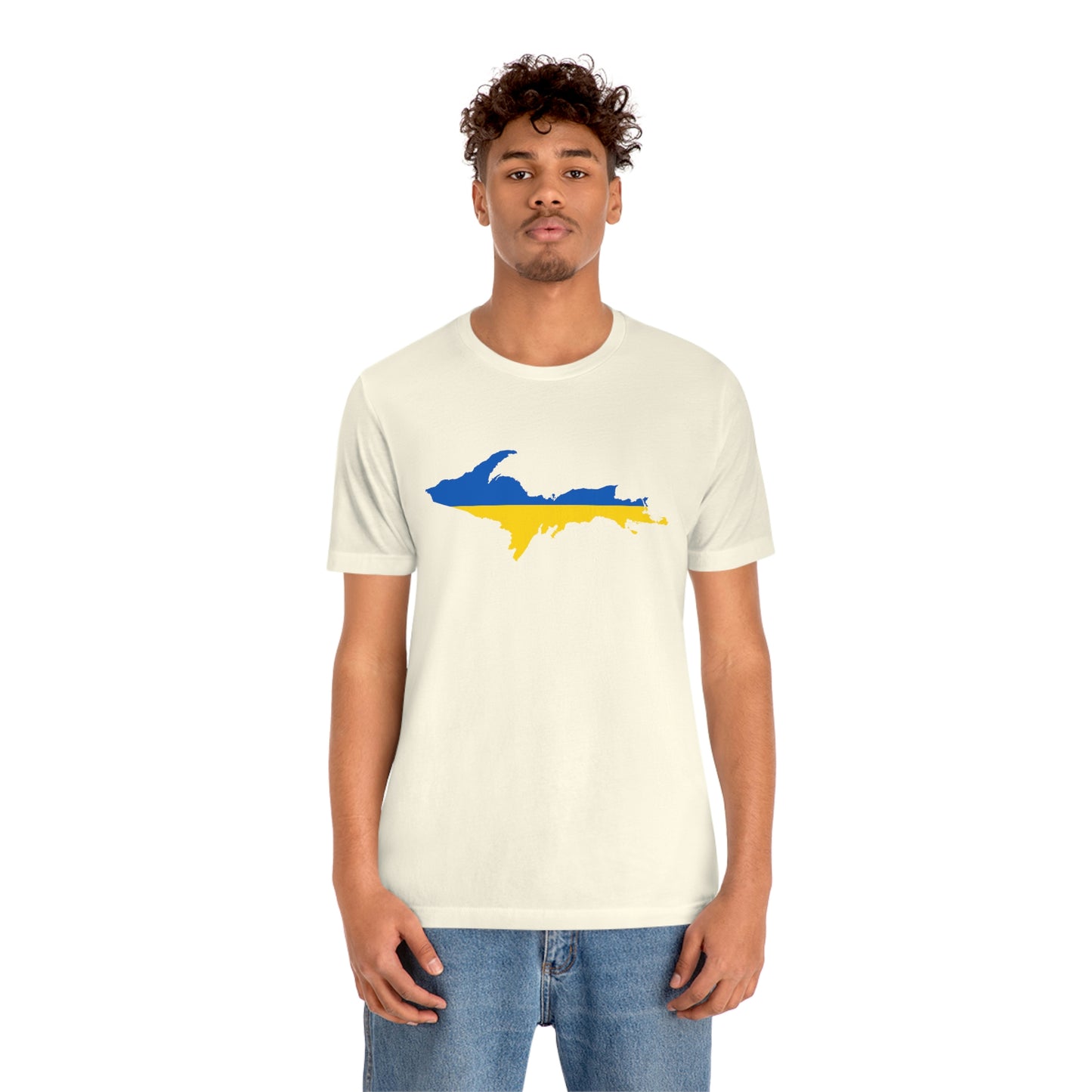 Michigan Upper Peninsula T-Shirt (w/ UP Ukraine Flag Outline) | Unisex Standard Fit