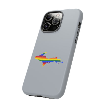 Michigan Upper Peninsula Tough Phone Case (Silver w/ UP Pride Flag Outline) | Apple iPhone