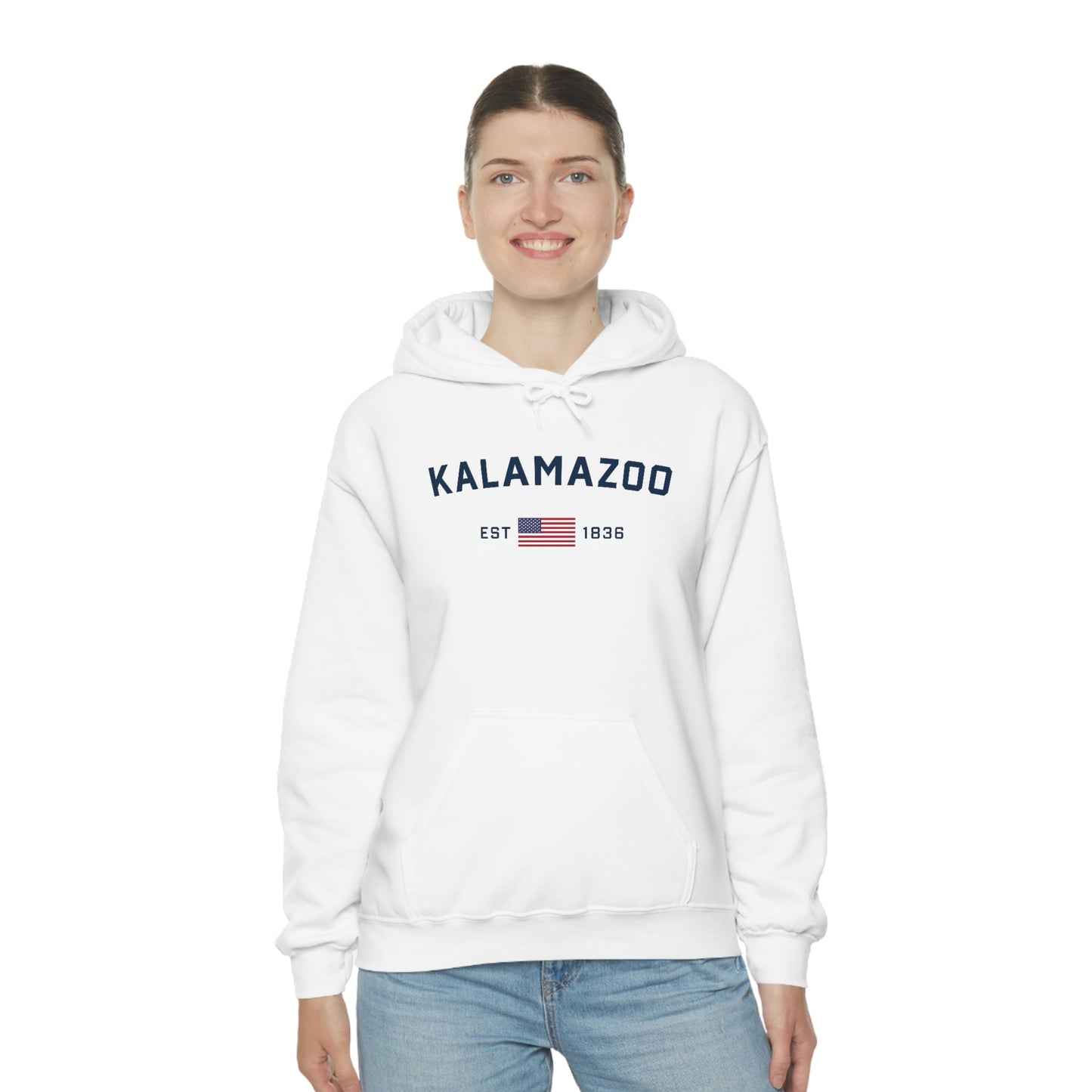 'Kalamazoo EST 1836' (w/USA Flag Outline) | Unisex Standard