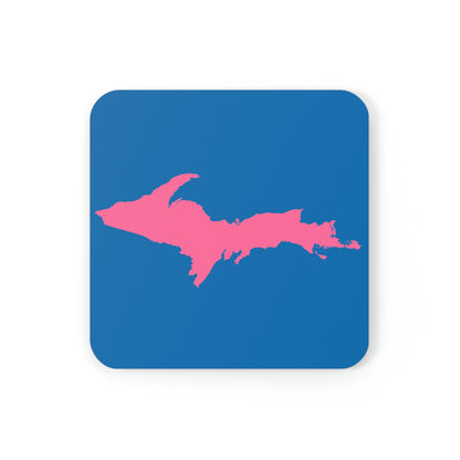 Michigan Upper Peninsula Coaster Set (Azure w/ Pink UP Outline) | Corkwood - 4 pack