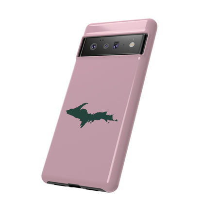 Michigan Upper Peninsula Tough Phone Case (Pink w/ Green UP Outline) | Samsung & Pixel Android