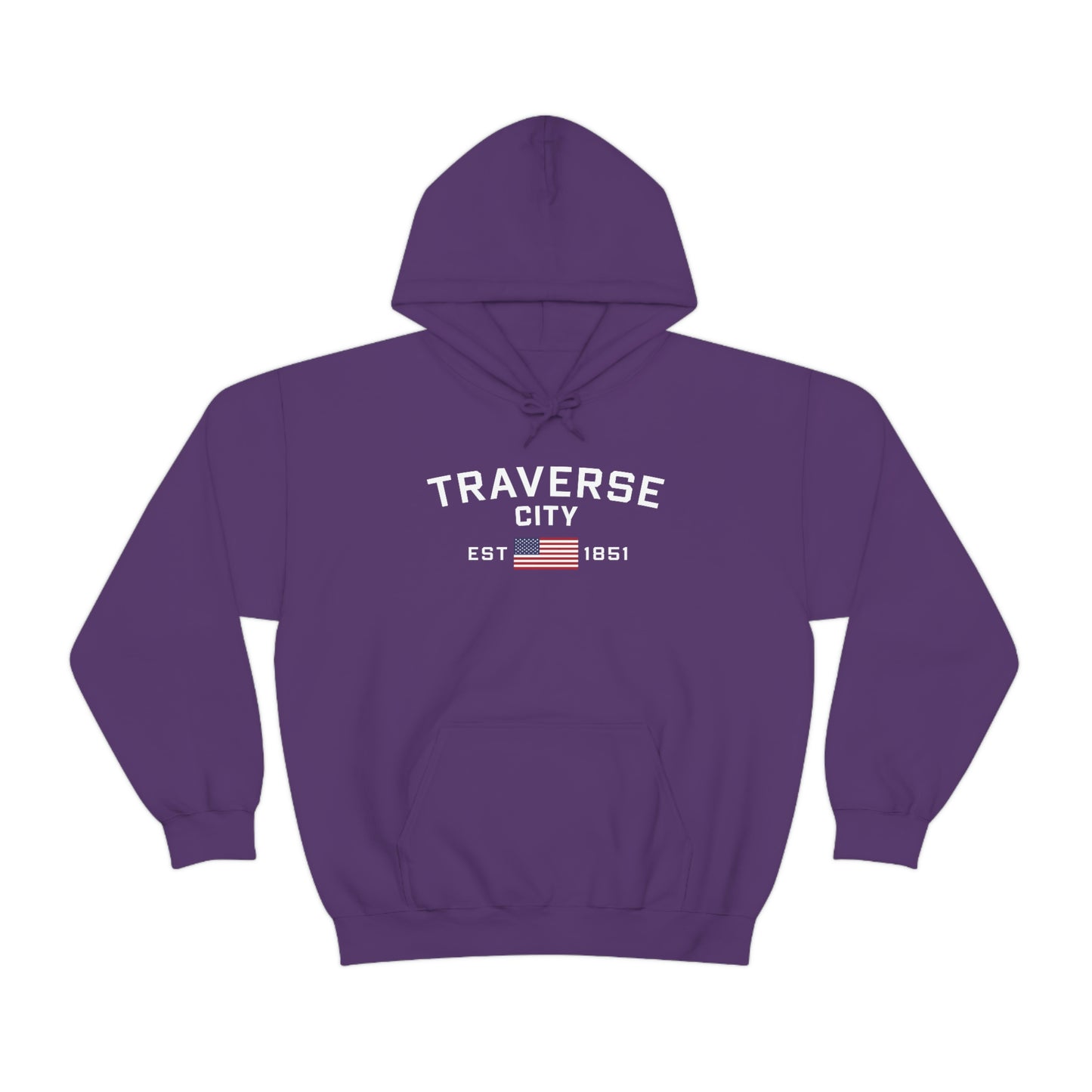 'Traverse City EST 1851' Hoodie (w/USA Flag Outline) | Unisex Standard