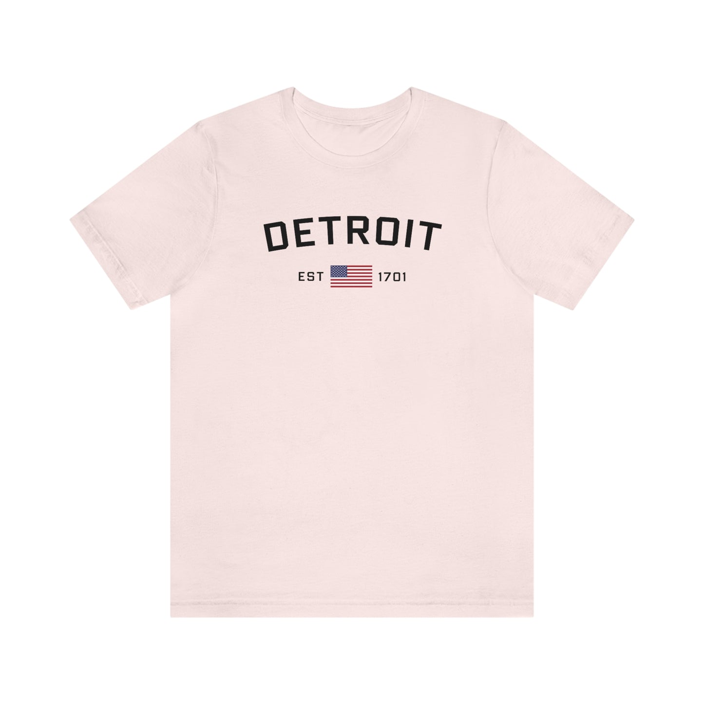 'Detroit Est 1701' T-Shirt (w/ United States Flag) | Unisex Standard Fit