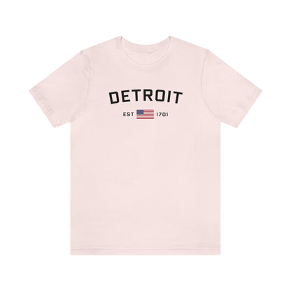 'Detroit Est 1701' T-Shirt (w/ United States Flag) | Unisex Standard Fit