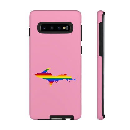 Michigan Upper Peninsula Tough Phone Case ('67 Caddie Pink w/ UP Pride Flag Outline) | Samsung & Pixel Android