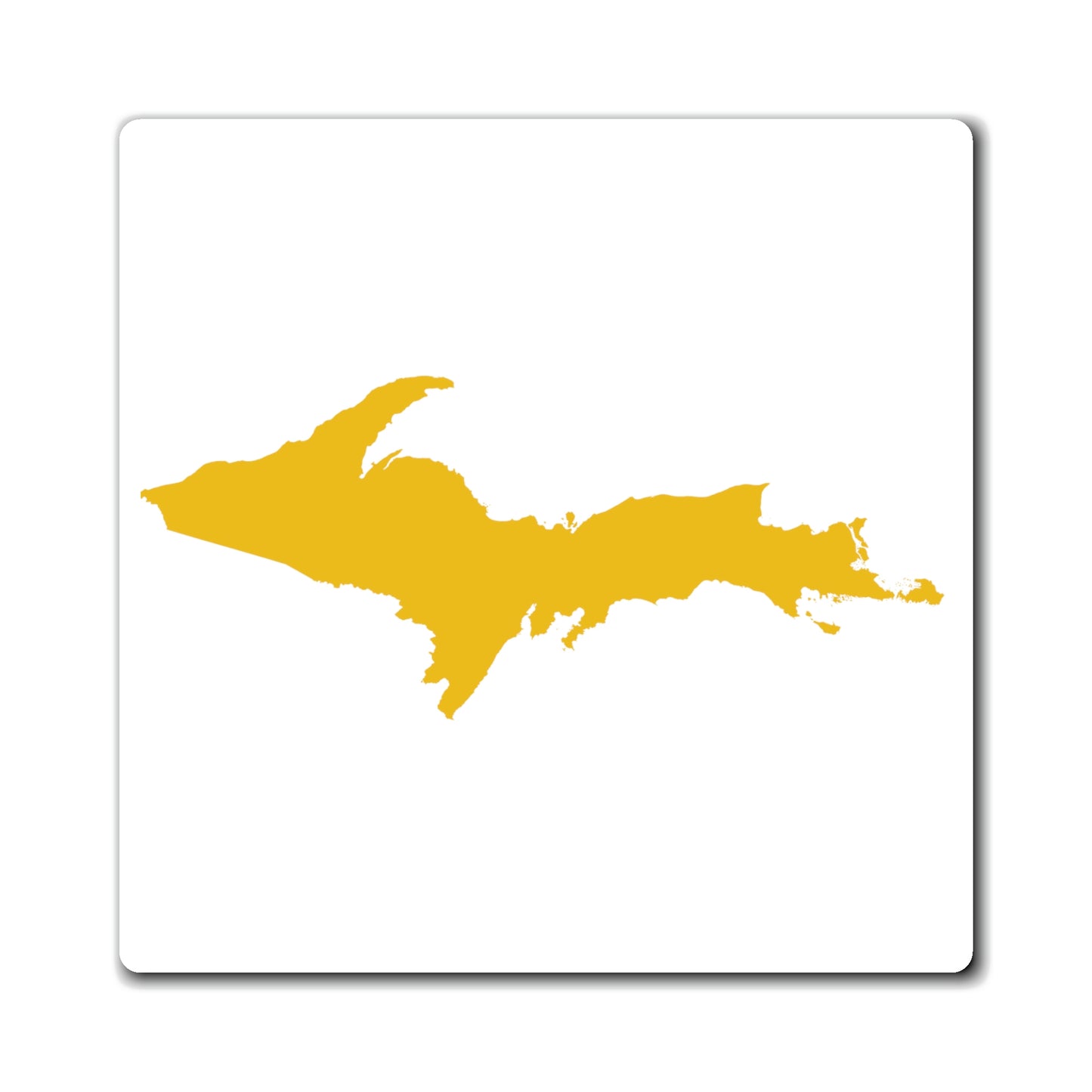 Michigan Upper Peninsula Square Magnet (w/ Gold Flag Outline)