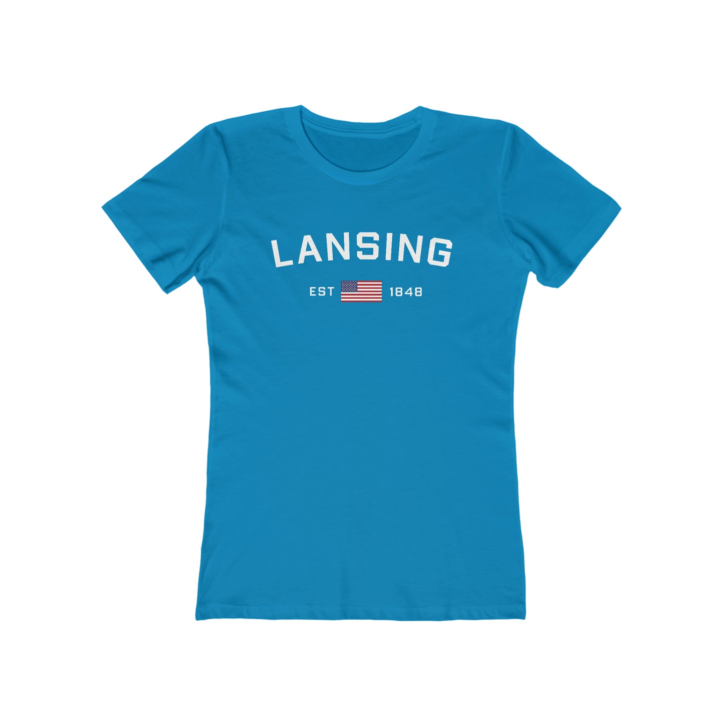 'Lansing EST 1848' (w/USA Flag Outline) | Women's Boyfriend Cut