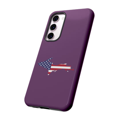 Michigan Upper Peninsula Tough Phone Case (Plum w/ UP USA Flag Outline) | Samsung & Pixel Android