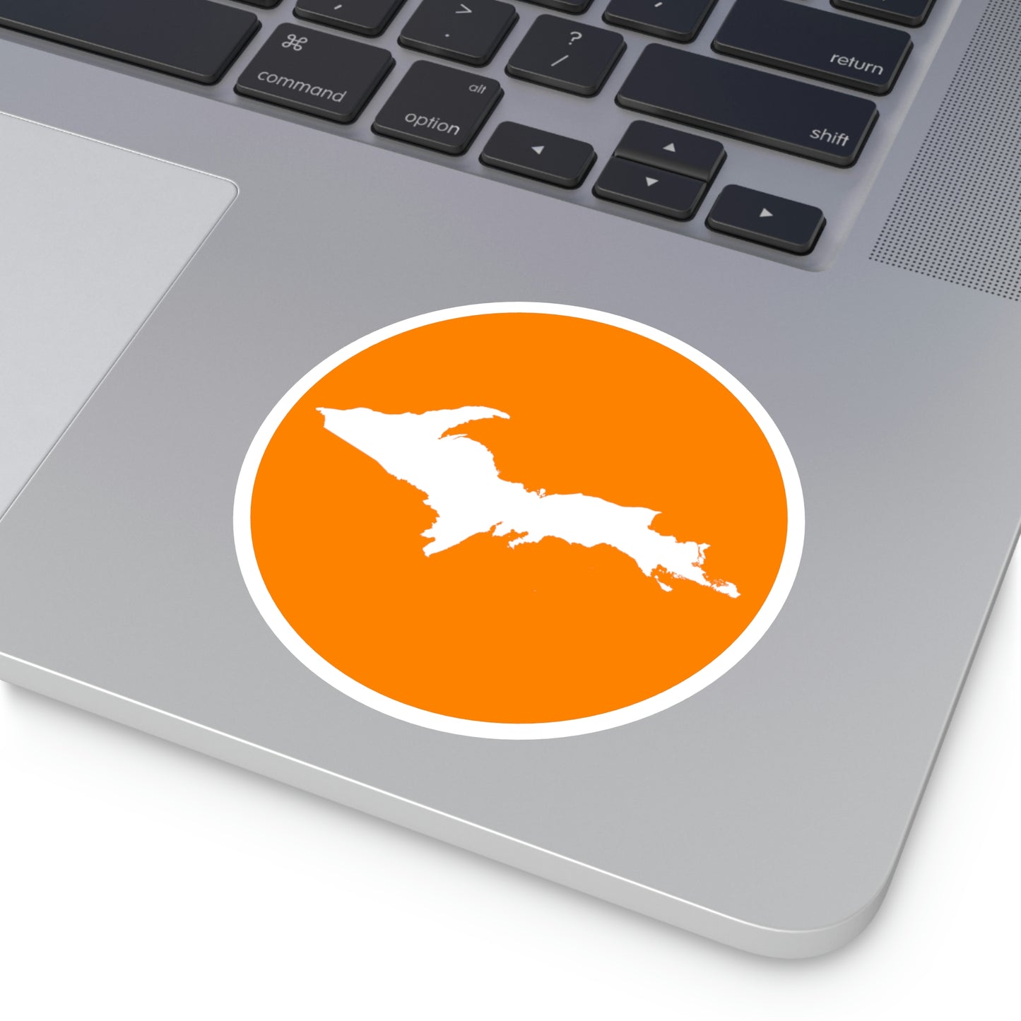 Michigan Upper Peninsula Round Stickers (Orange w/ UP Outline) | Indoor\Outdoor