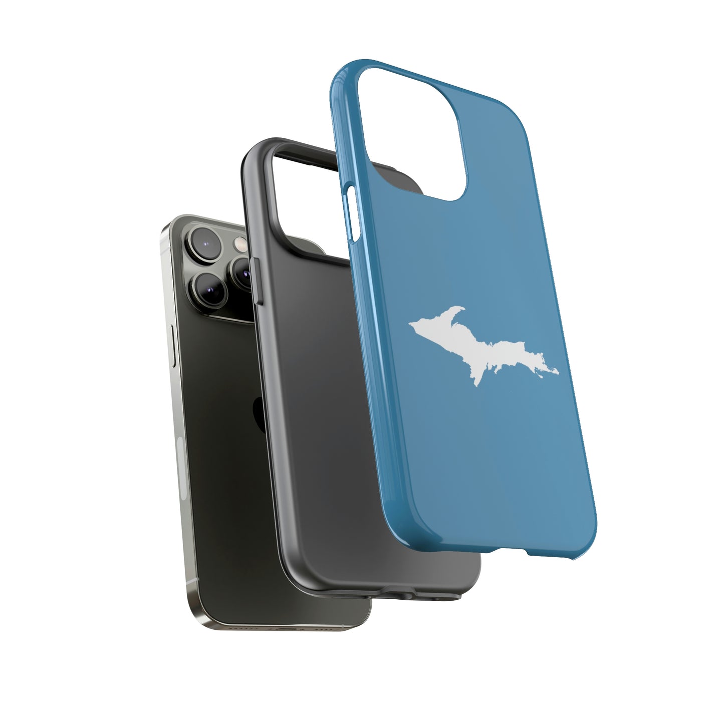 Michigan Upper Peninsula Tough Phone Case (Lake Michigan Blue w/ UP Outline) | Apple iPhone