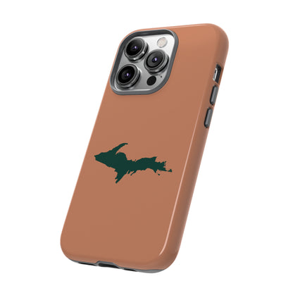 Michigan Upper Peninsula Tough Phone Case (Copper Color w/ Green UP Outline) | Apple iPhone