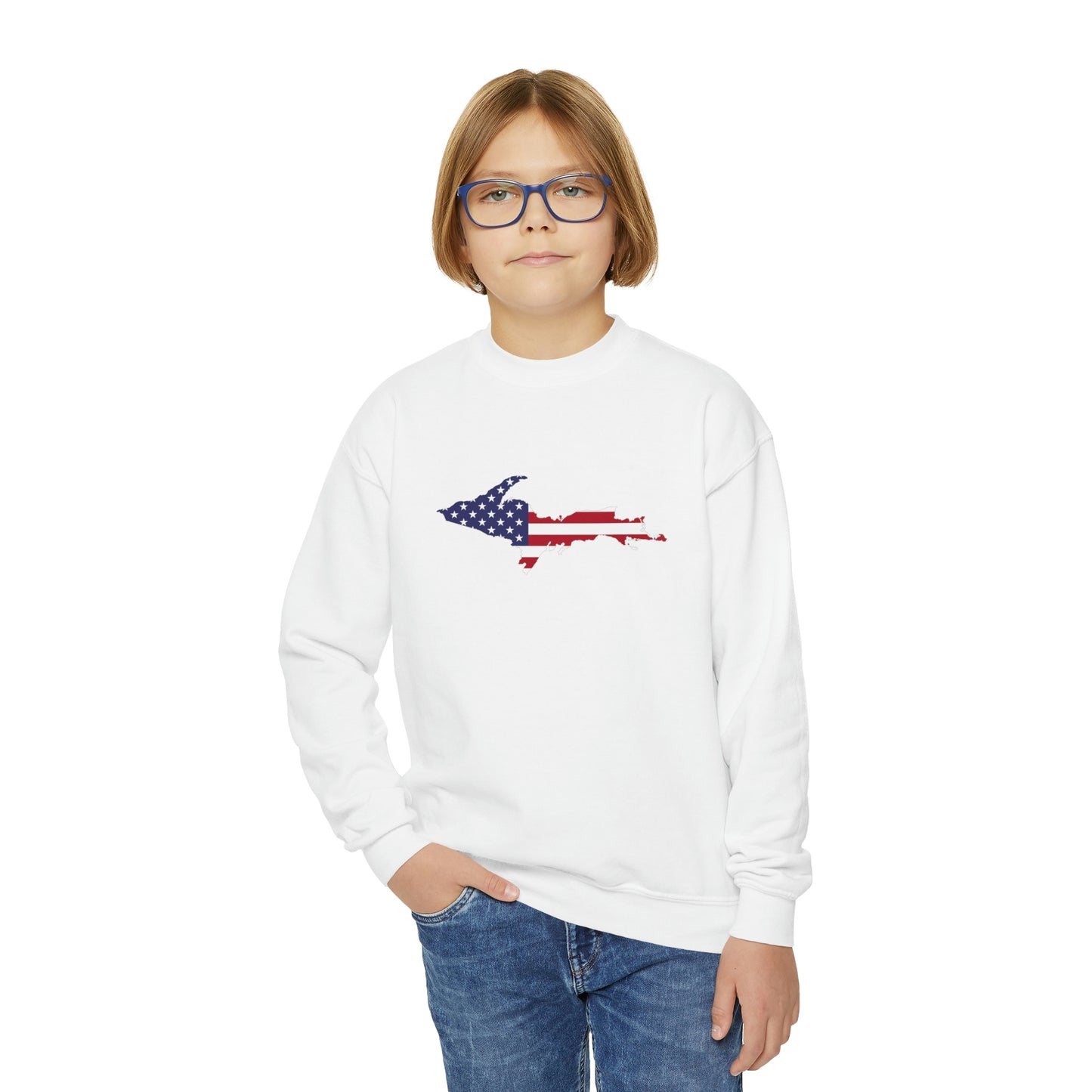 Michigan Upper Peninsula Youth Sweatshirt (w/ UP USA Flag Outline)