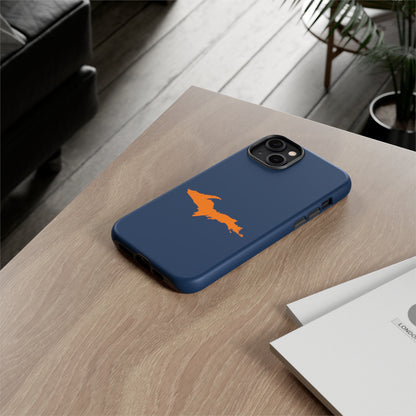 Michigan Upper Peninsula Tough Phone Case (Navy w/ Orange UP Outline) | Apple iPhone