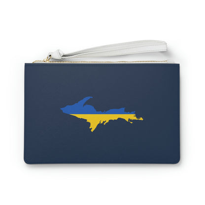 Michigan Upper Peninsula Clutch Bag (Navy w/ UP Ukraine Flag Outline)