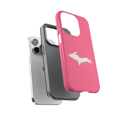 Michigan Upper Peninsula Tough Phone Case (Rhodochrosite Pink w/ UP Outline) | Apple iPhone