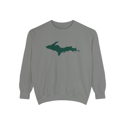 Michigan Upper Peninsula Sweatshirt (w/ Green UP Outline) | Unisex Garment Dyed