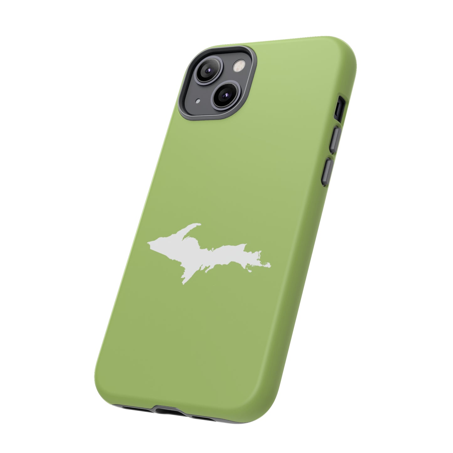 Michigan Upper Peninsula Tough Phone Case (Gooseberry Green w/ UP Outline) | Apple iPhone