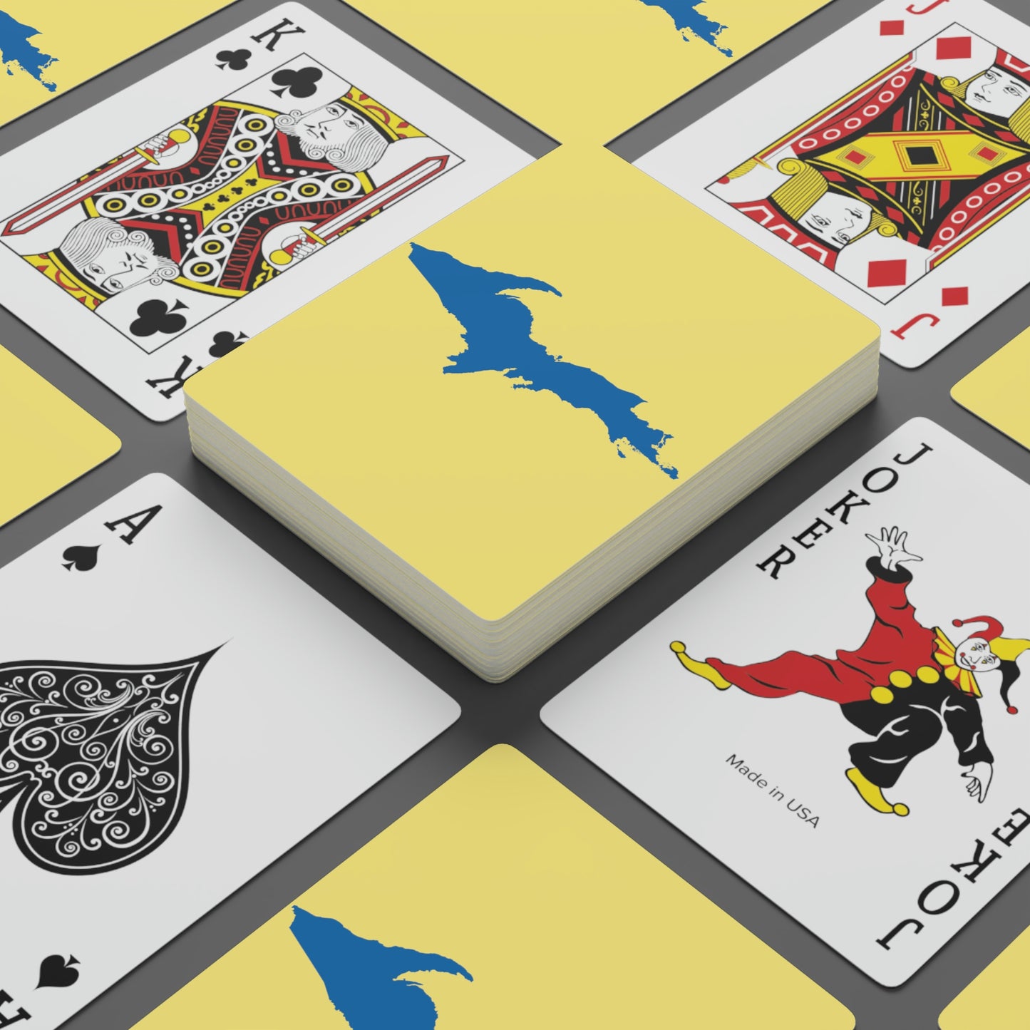 Michigan Upper Peninsula Poker Cards (Yellow Cherry Color w/ Azure UP Outline)