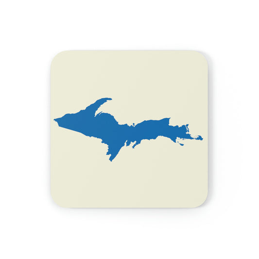 Michigan Upper Peninsula Coaster Set (Ivory Color w/ Azure UP Outline) | Corkwood - 4 pack