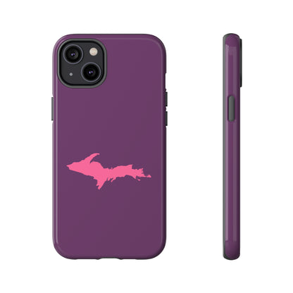 Michigan Upper Peninsula Tough Phone Case (Plum w/ Pink UP Outline) | Apple iPhone