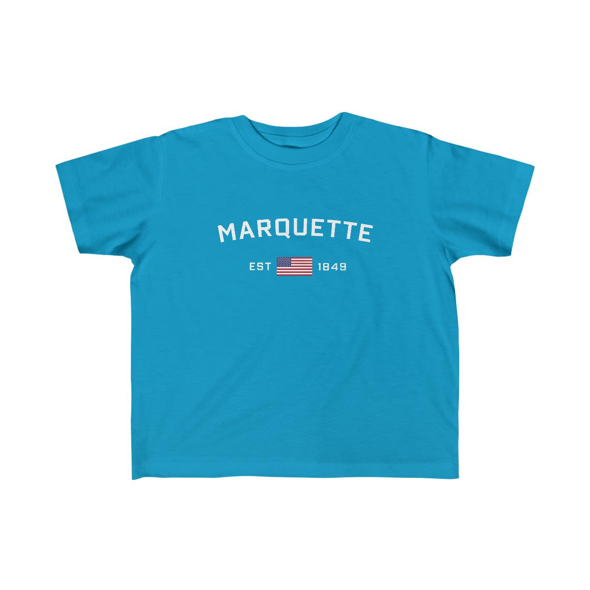 'Marquette EST 1849' T-Shirt  (w/USA Flag Outline) | Toddler Short Sleeve - Circumspice Michigan