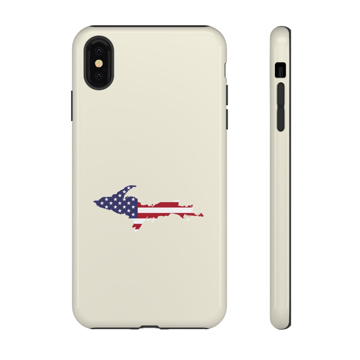 Michigan Upper Peninsula Tough Phone Case (Ivory Color w/ UP USA Outline) | Apple iPhone