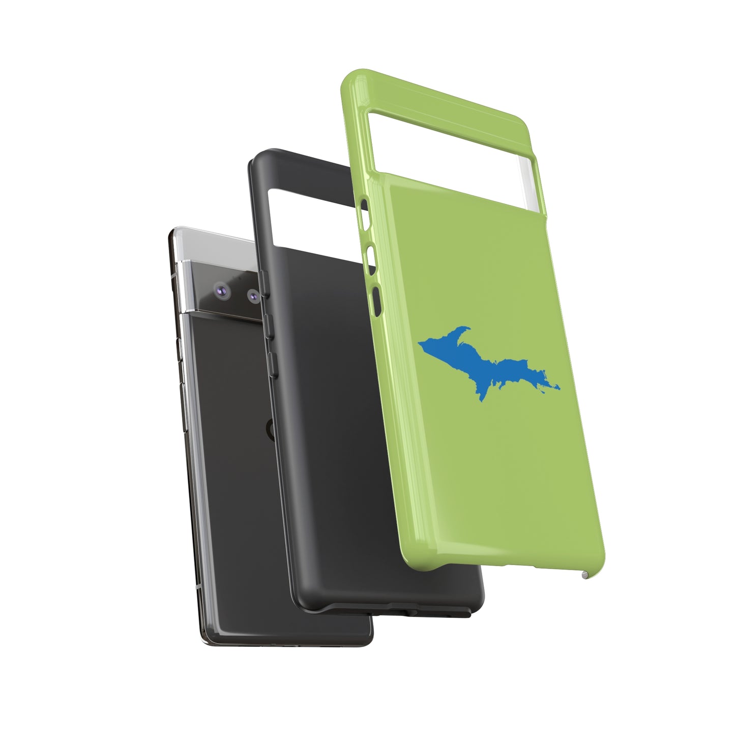 Michigan Upper Peninsula Tough Phone Case (Gooseberry Green w/ Azure UP Outline) | Samsung & Pixel Android