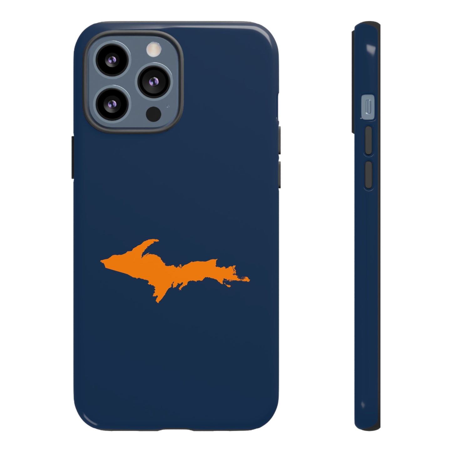 Michigan Upper Peninsula Tough Phone Case (Navy w/ Orange UP Outline) | Apple iPhone