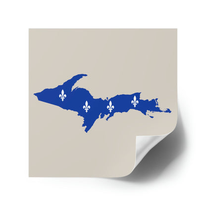 Michigan Upper Peninsula Square Sticker (Canvas Color w/ UP Quebec Flag Outline) | Indoor/Outdoor